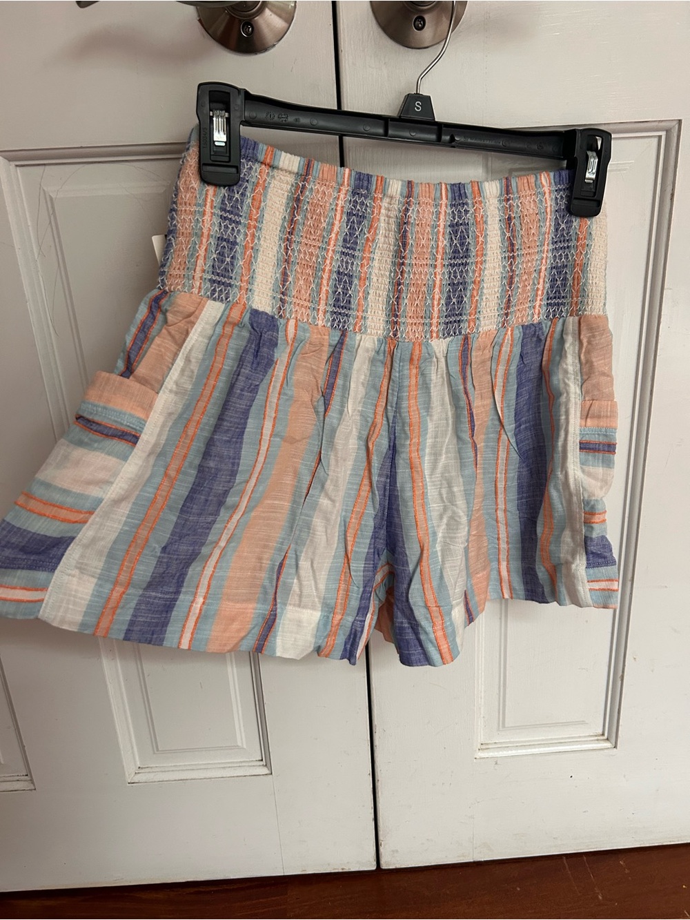 Anthropologie Striped High-Waist Smocked Shorts - Size XS